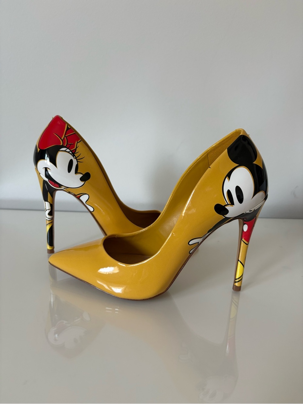 Disney Yellow Mickey & Minnie Patent Leather Stiletto Pumps